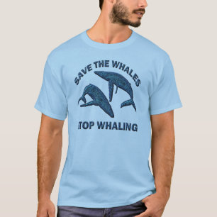 BESPAAR DE WHALES STOP TERUG T-SHIRT