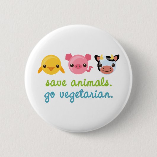Bespaar dieren op vegetariër ronde button 5,7 cm (Voorkant)
