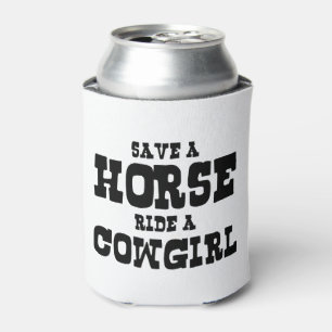 BESPAAR EEN HORSE RIDE EEN COWGIRL BLIKJESKOELER