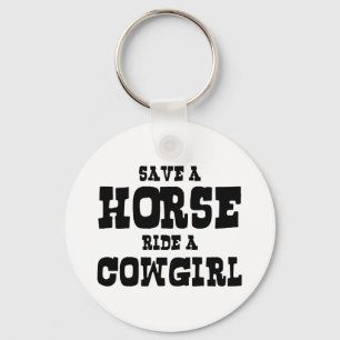 BESPAAR EEN HORSE RIDE EEN COWGIRL SLEUTELHANGER