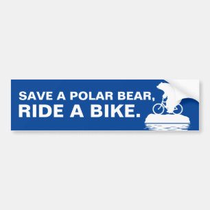 BESPAAR EEN POLAIRE BEER, RIDT EEN BIKE. Bumpersti Bumpersticker