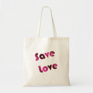 Bespaar liefde. tekst van de gradiënt van de grad tote bag