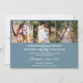 BESPAAR ONZE DATUM bruiloft 4 FOTO'S Collage Blue Save The Date (Achterkant)