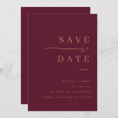 Bespaar onze datumwijnen met rode elegante minimal save the date (Voorkant / Achterkant)