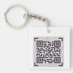 Bespaar papier met dit QR CODE Zakelijke kaart Wit Sleutelhanger
