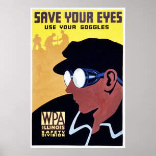 BESPAAR UW OGEN Gebruik uw oude Illinois WPA Poster