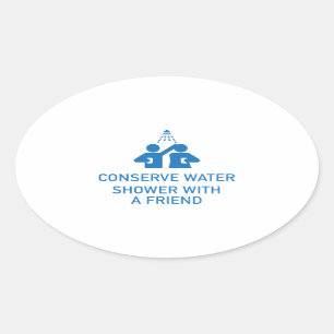 Bespaar water met een vriend ovale sticker