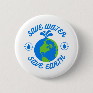Bespaar water op Aarde Ronde Button 5,7 Cm