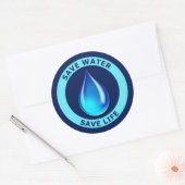 Bespaar water ronde sticker (Envelop)