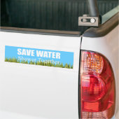 Bespaar water. Schuif samen. Bumpersticker (Op Truck)