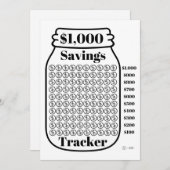 Besparing van 1000 dollar, tracker Mason Jar Budge Kaart (Voorkant / Achterkant)
