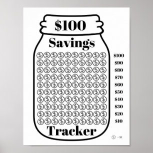 Besparing van 100 dollar, tracker Mason Jar Budget Poster