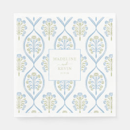 Bespoke Blue and Green Floral Wedding Pattern Servet