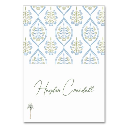 Bespoke Blue and Green Wedding Palm Tree Kaart (Voorkant)
