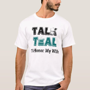Bespreek Blauwgroen ovariële kankerondersteuning T-shirt
