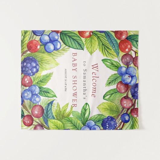 Bessen Aardbei Bes Zoete Baby Shower Wandkleed (Voorkant (horizontaal))