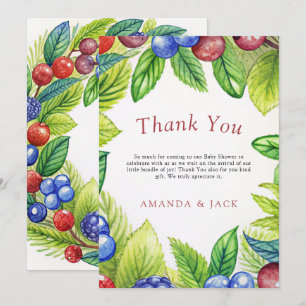Bessen Aardbeienbessenzoet Baby shower Bedankkaart