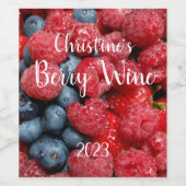 Bessen Bonanza Aardbeien Blauwe bessen Frambozen Wijn Etiket (Enkel label)
