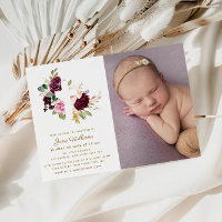 bessen en blozen bloemen doop foto uitnodiging