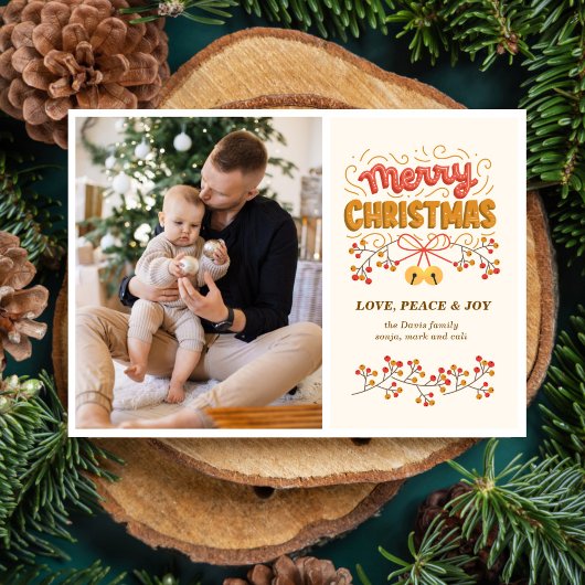 Bessen en klokken kerstfoto vakantie Kaart