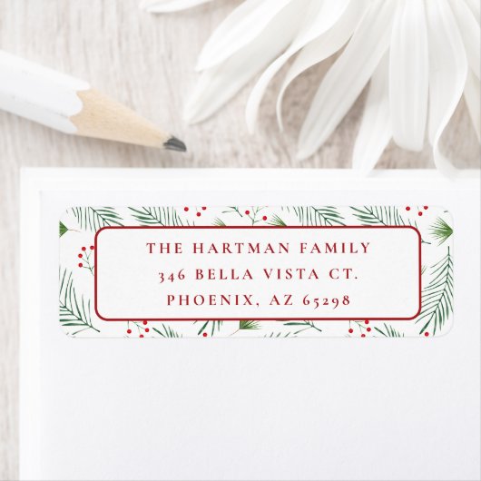 Bessen en Pine Christmas Etiket (Insitu)