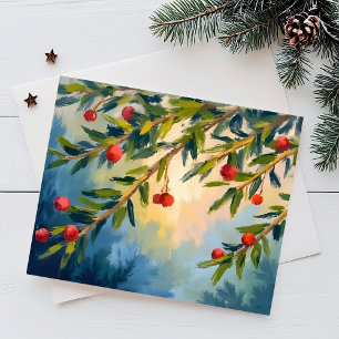 Bessen & Groene planten   Prettig Kerstfeest Feestdagenkaart