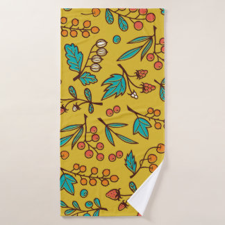 Bessen op takken, naadloze natuur. badhanddoek