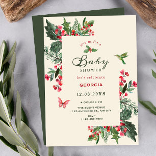 Bessen tak bloem baby shower kaart