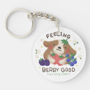 Bessen voelen zich goed: Cute hond met bessen Sleutelhanger