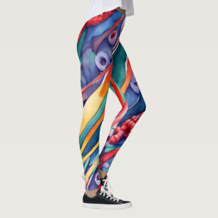 Bessen Vruchten en Verse Kleurrijke Strepen Leggings