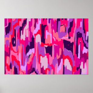 Bessenplek: Rood en Roze Abstract Poster