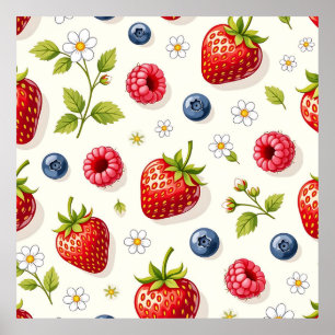 Bessenschermpatroon Verse Zomerfruit Poster