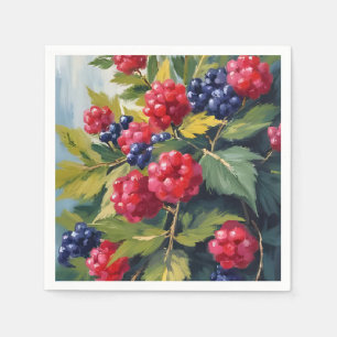 Bessenstruik Frambozen Braambessen Aquarel Fruit Servet