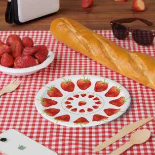 Bessenvriendelijke Aardbeien Aardbei Cirkels Feest Papieren Bordje
