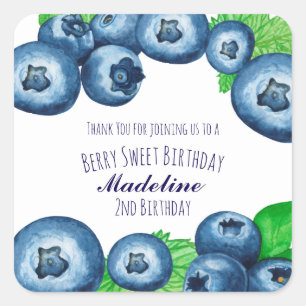 Bessenvriendelijke blauwe bessen Verjaardag Vierkante Sticker