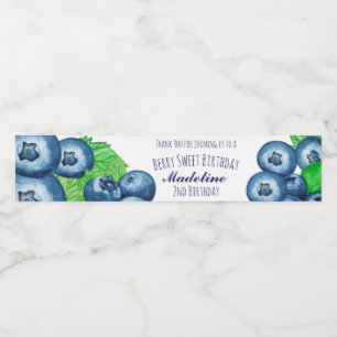 Bessenvriendelijke blauwe bessen Verjaardag Waterfles Etiket