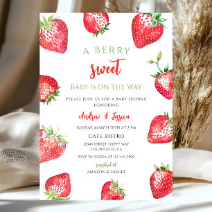 Bessenvrolijke Aardbeien Baby Shower Kaart