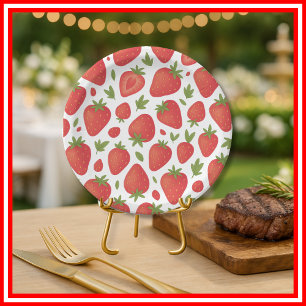 Bessenvrolijke Aardbeien Baby Shower Papieren Bordje