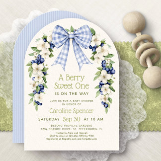 Bessenvrolijke Baby Shower met Blauwe Bosbessen Kaart