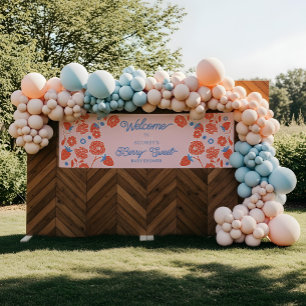 Bessenvrolijke bloemige aardbeien welkom baby show spandoek
