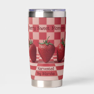 Bessenvrolijke Rode Geruite Aardbei Tumbler Geïsoleerde Drinkbeker