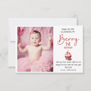 Bessie 1e verjaardag Roze Rode Bedankt Foto