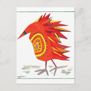 Bessie Bird Post Card Bead-Bellied Block Feather Briefkaart