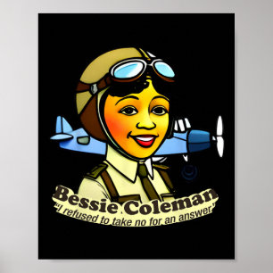 Bessie Coleman met vliegtuig Black History Month Poster