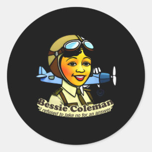 Bessie Coleman met vliegtuig Black History Month Ronde Sticker