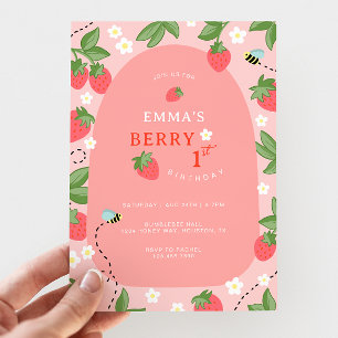 Bessie Eerste Roze Aardbei Bij Verjaardagsfeestje Kaart