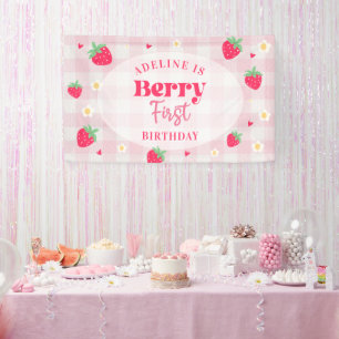 Bessie Eerste Verjaardag Aardbei Spandoek