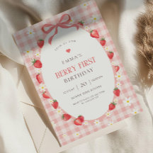 Bessie eerste verjaardagsuitnodiging Aardbeien Ver