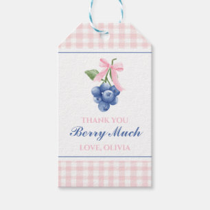 Bessie Sweet bosbes verjaardag Roze Strik Gingham Cadeaulabel