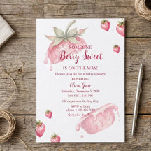 Bessie Zoete Aardbei Baby Shower Uitnodiging
